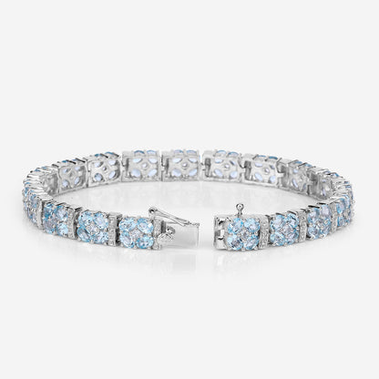 Blue Topaz Tennis Bracelet White Topaz 15 Carats Sterling Silver