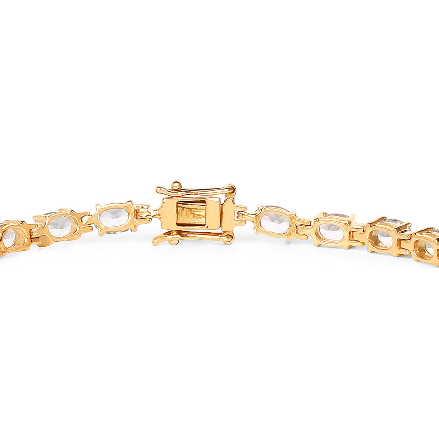 Aquamarine Tennis Bracelet 8.7 Carats 14K Gold Plated Silver