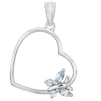 Blue Topaz Heart Pendant 0.22 Carats Sterling Silver