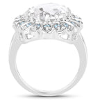 Crystal Quartz Ring With Swiss Blue Topaz 5.86 Carats Sterling Silver