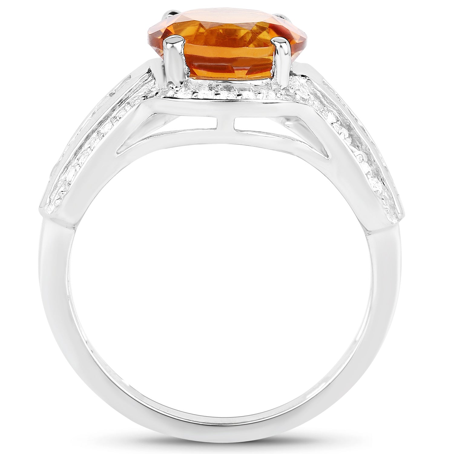 Citrine Ring With White Topaz 2.76 Carats Sterling Silver