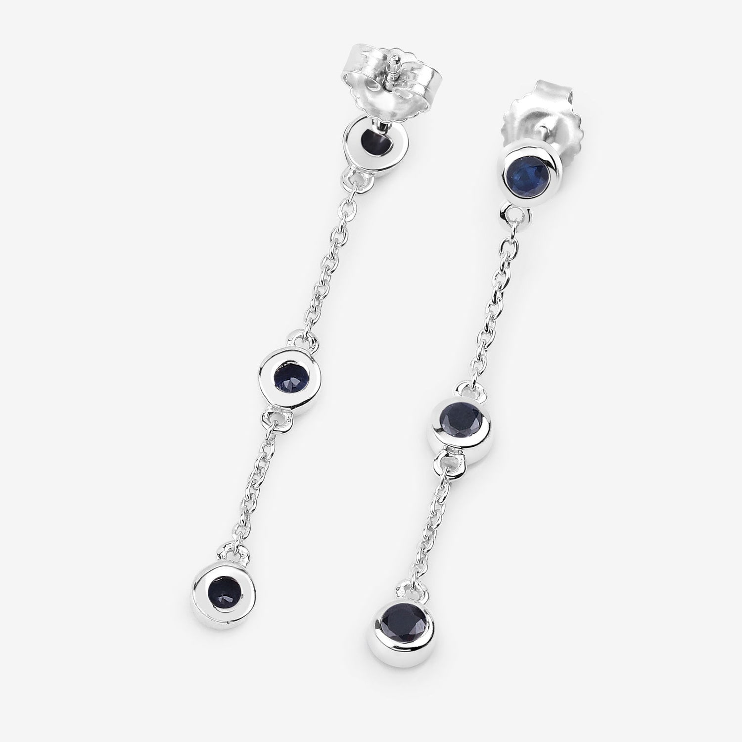 Blue Sapphire Earrings 0.64 Carats Sterling Silver