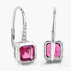 Rubellite Earrings With Diamonds 2.53 Carats 14K White Gold