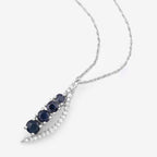 Blue Sapphire Pendant With Diamonds 0.34 Carats 14K White Gold