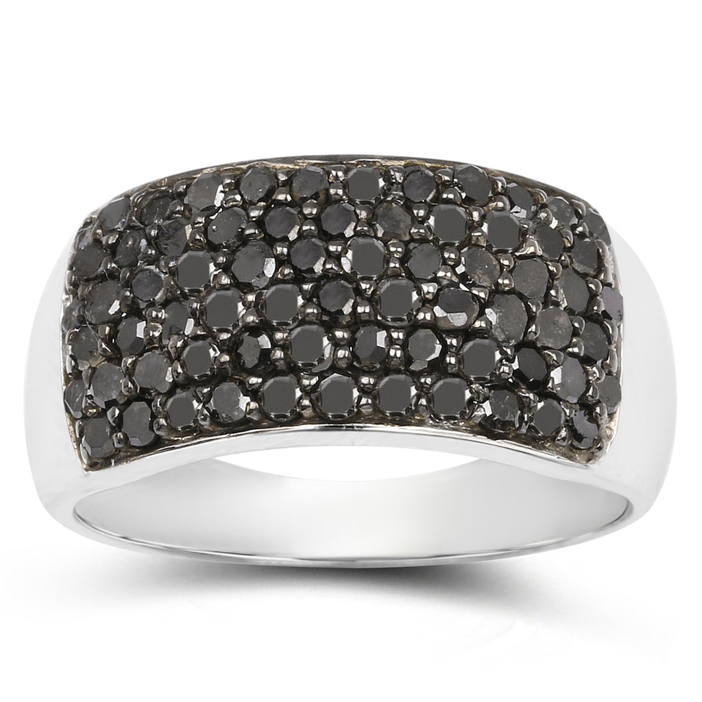 Black Diamond Ring 1.2 Carats Sterling Silver