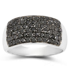 Black Diamond Ring 1.2 Carats Sterling Silver