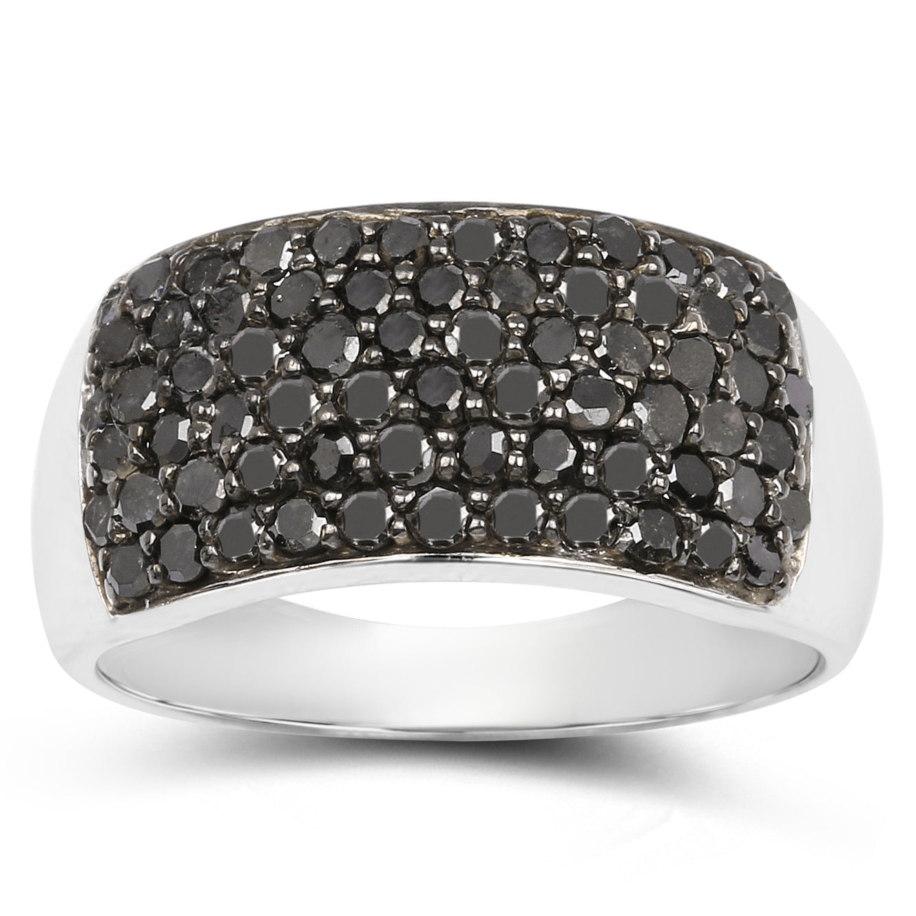 Black Diamond Ring 1.2 Carats Sterling Silver