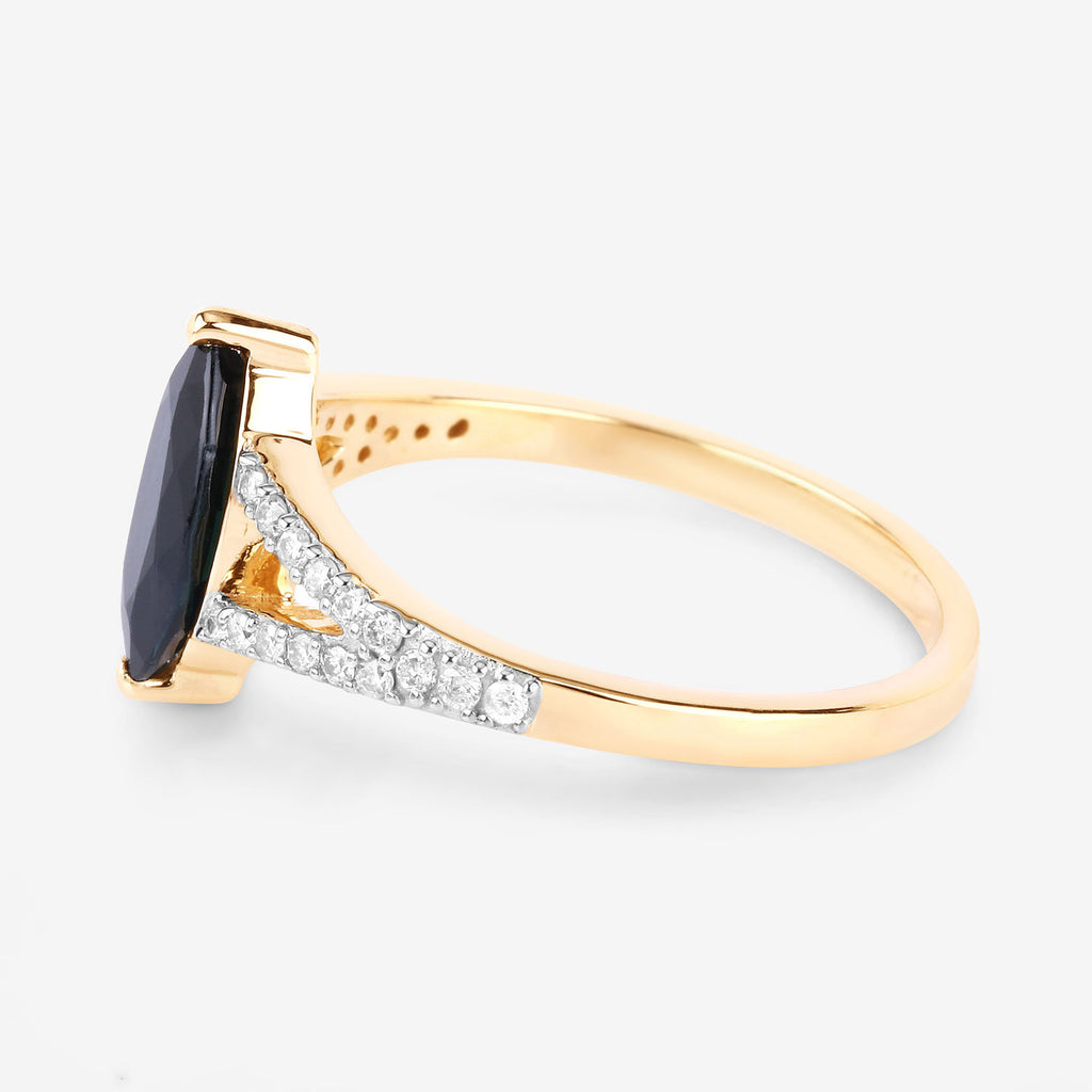 Blue Sapphire Ring With Diamonds 1.46 Carats 14K Yellow Gold