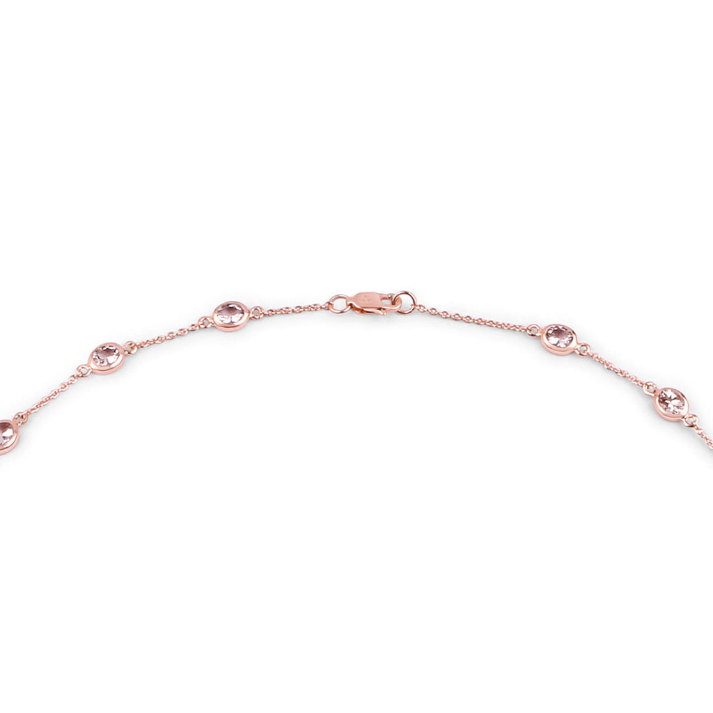 Morganite Necklace 4.48 Carats Gold Plated Silver