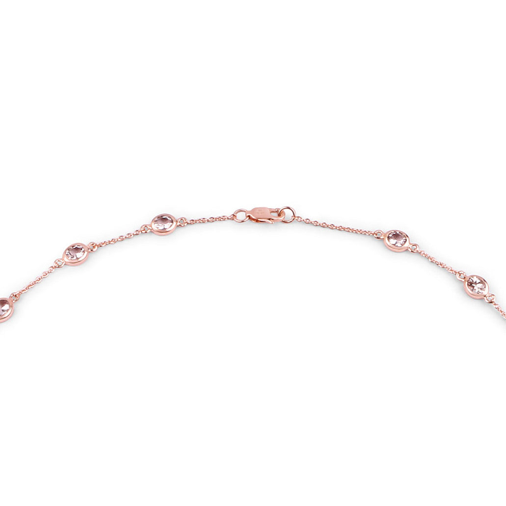 Morganite Necklace 4.48 Carats Gold Plated Silver