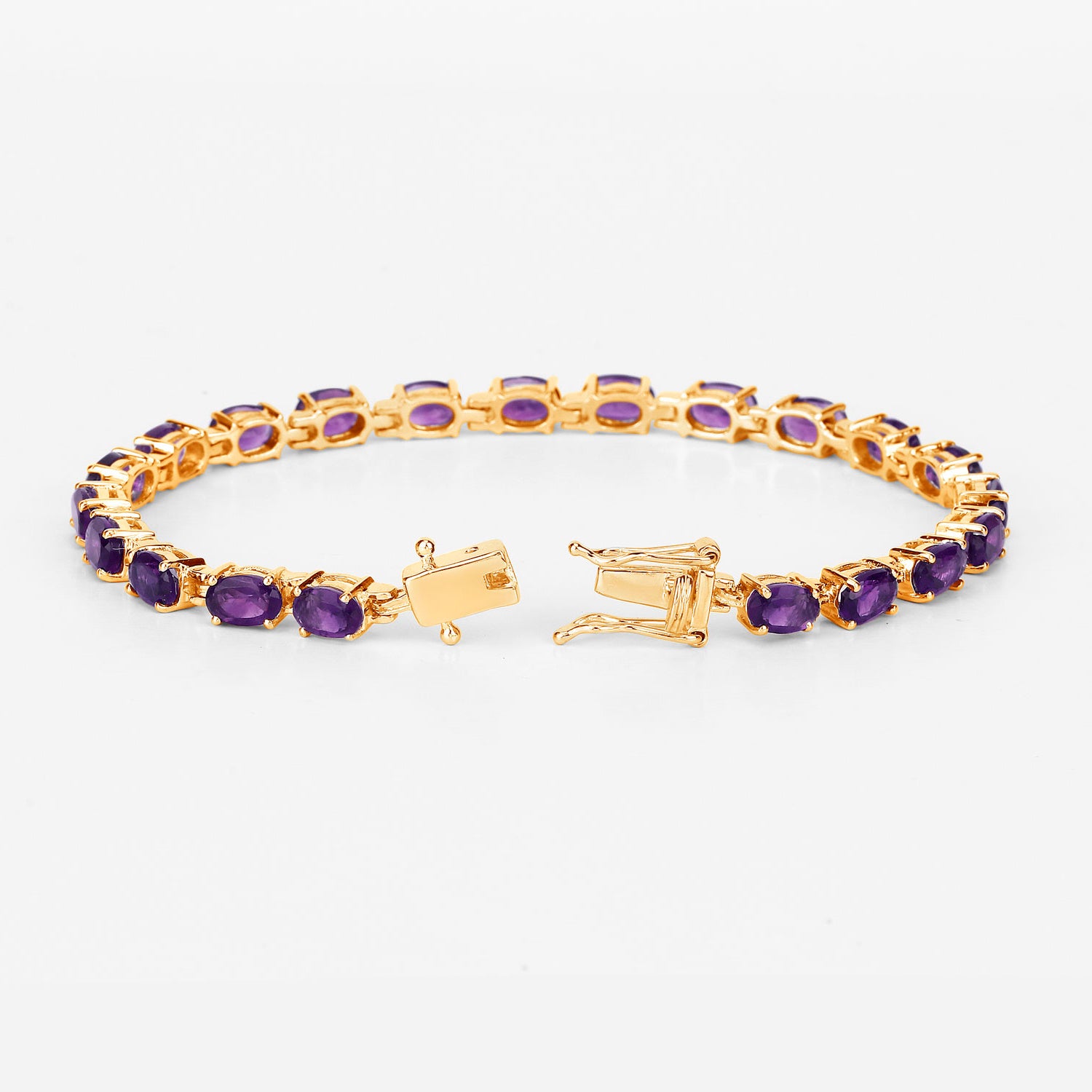 Amethyst Tennis Bracelet 7.96 Carats Gold Plated Silver
