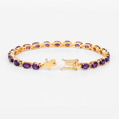 Amethyst Tennis Bracelet 7.96 Carats Gold Plated Silver
