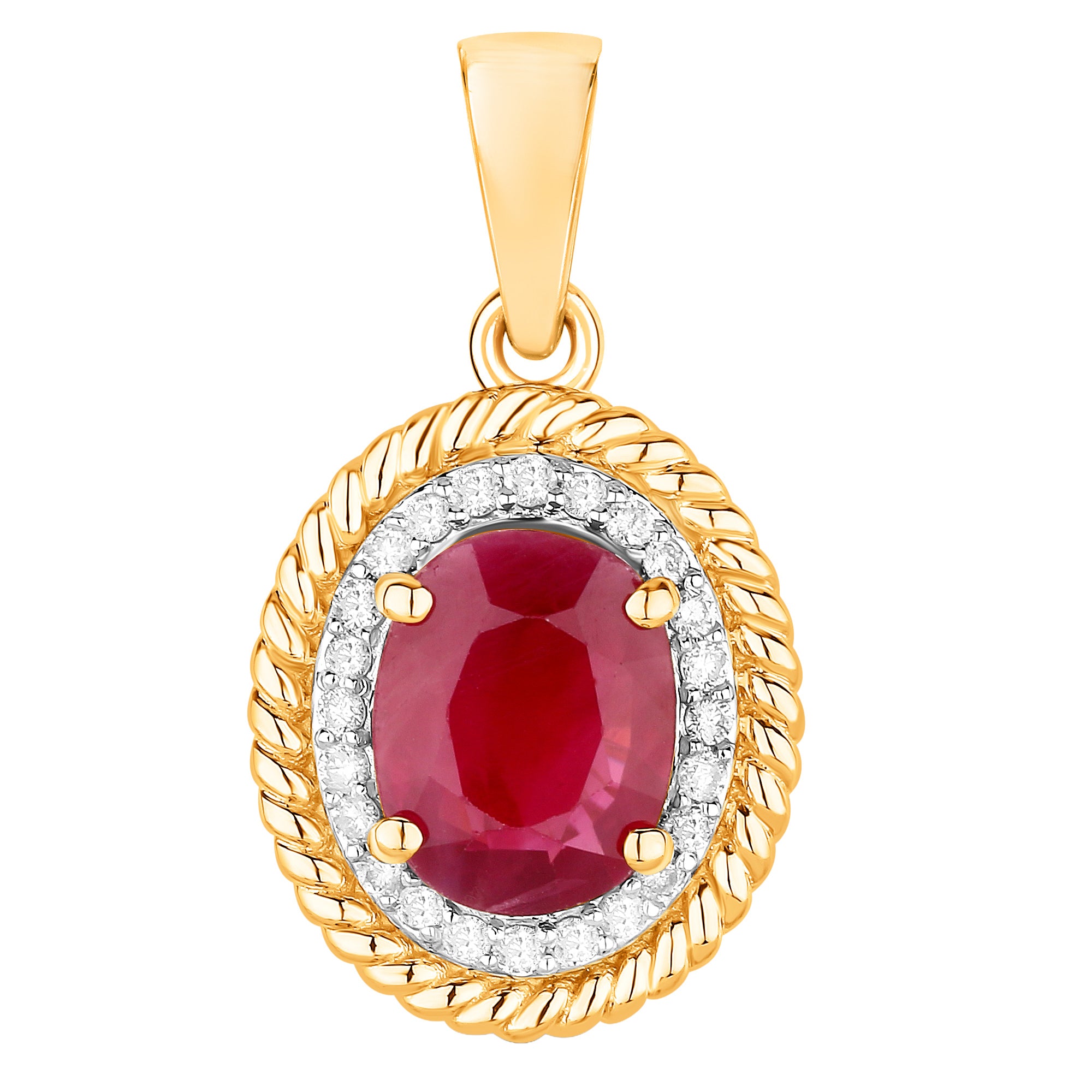 Ruby Pendant With Diamonds 1.52 Carats 14K Yellow Gold