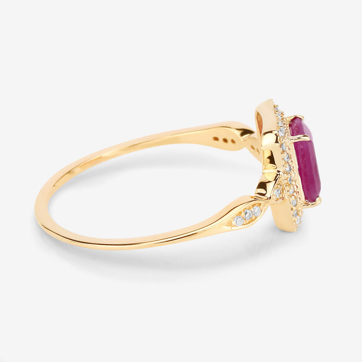 Ruby Ring With Diamonds 0.72 Carats 14K Yellow Gold