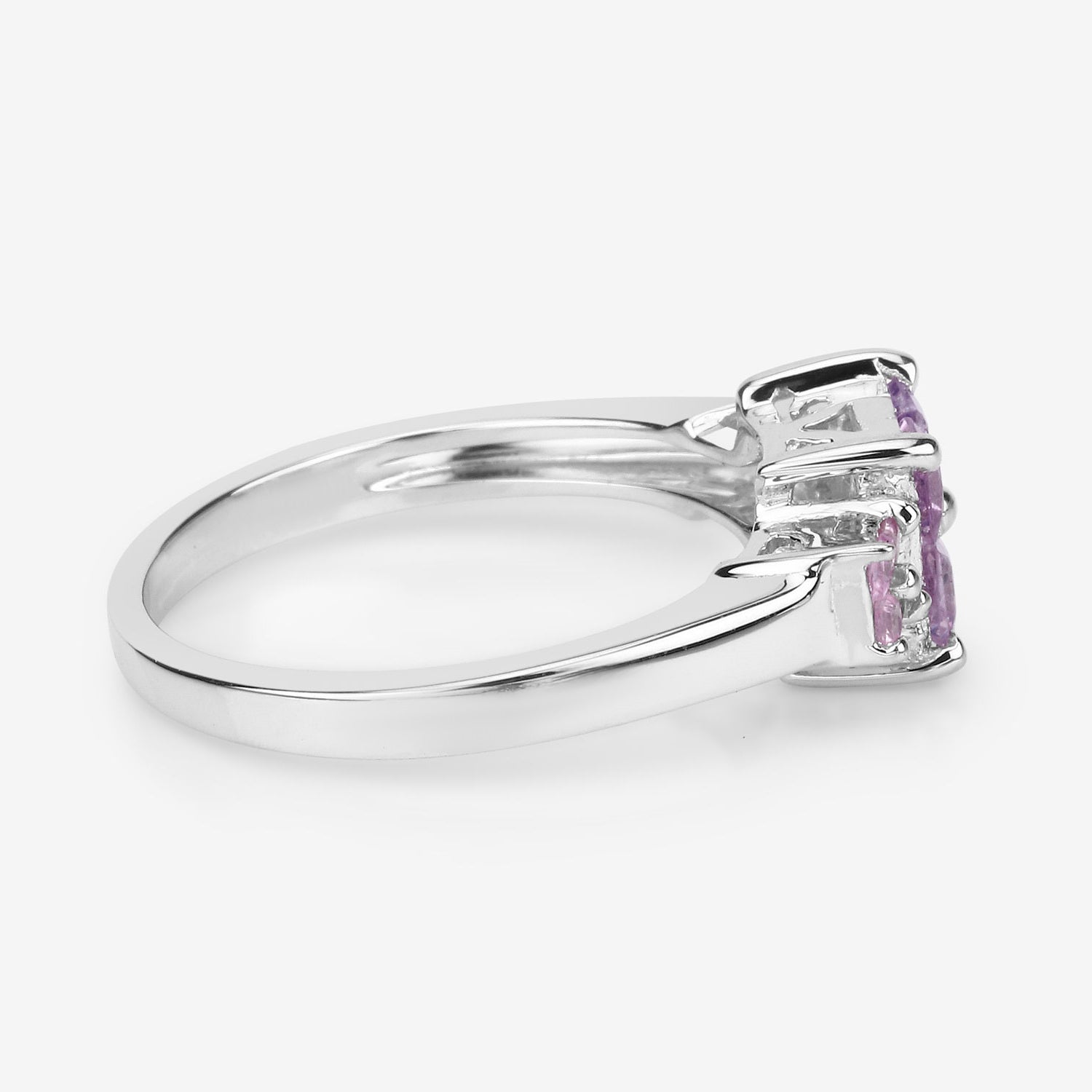Pink Sapphire Ring 0.92 Carats Sterling Silver