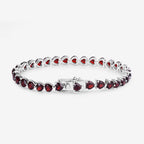 Garnet Heart Bracelet 15.4 Carats Sterling Silver