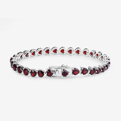 Garnet Heart Bracelet 15.4 Carats Sterling Silver
