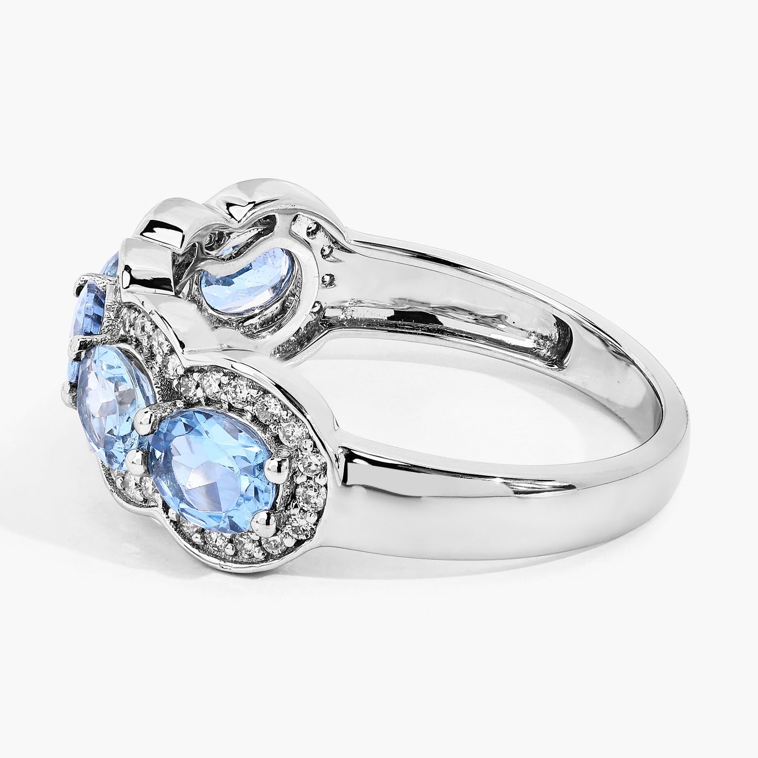 Aquamarine Ring With Diamonds 1.56 Carats 14K White Gold