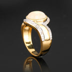 Natural Ethiopian Opal Ring With White Zircon 2.65 Carats Gold Plated Silver