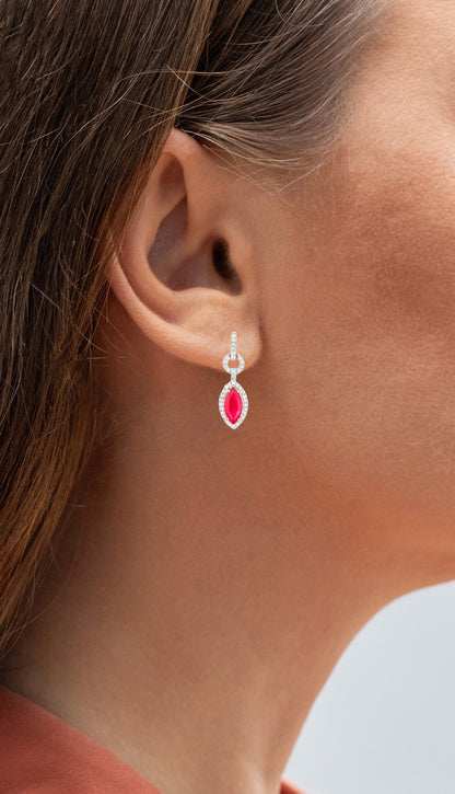 Ruby Earrings Diamonds 1.2 Carats 14K Yellow Gold