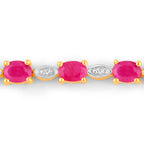 Ruby Bracelet With Diamonds 1.98 Carats Gold Plated Silver