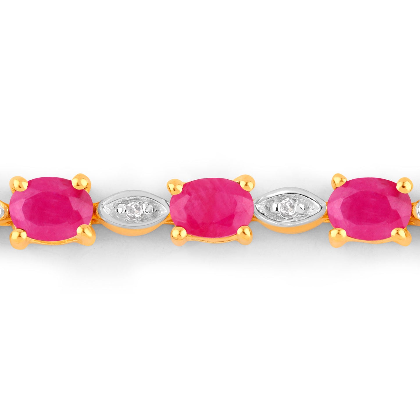 Ruby Bracelet With Diamonds 1.98 Carats Gold Plated Silver