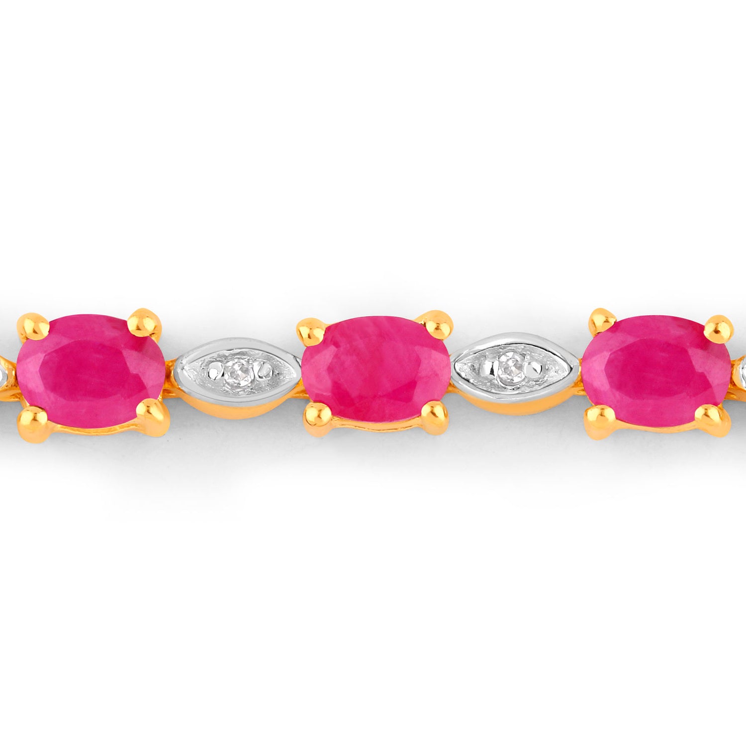 Ruby Bracelet With Diamonds 1.98 Carats Gold Plated Silver