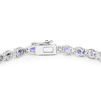 Natural Tanzanite Tennis Bracelet 4.58 Carats Sterling Silver