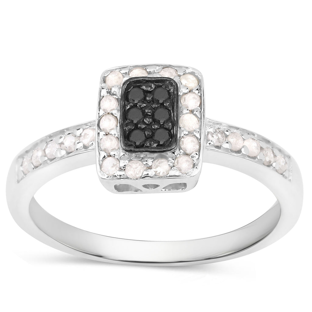 Multicolor Diamond Ring 0.32 Carats Sterling Silver