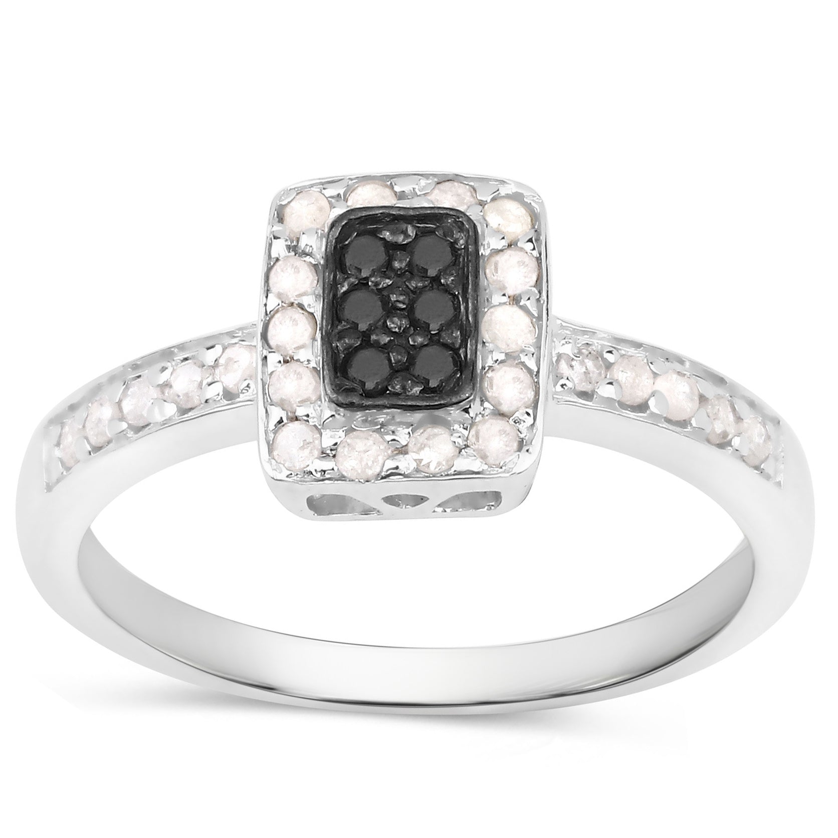 Multicolor Diamond Ring 0.32 Carats Sterling Silver