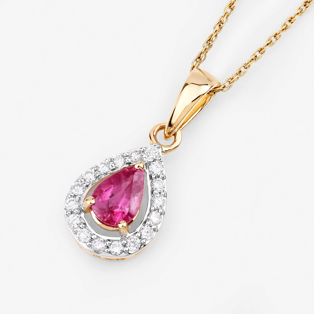 Ruby Pendant With Diamonds 1 Carats 14K Yellow Gold