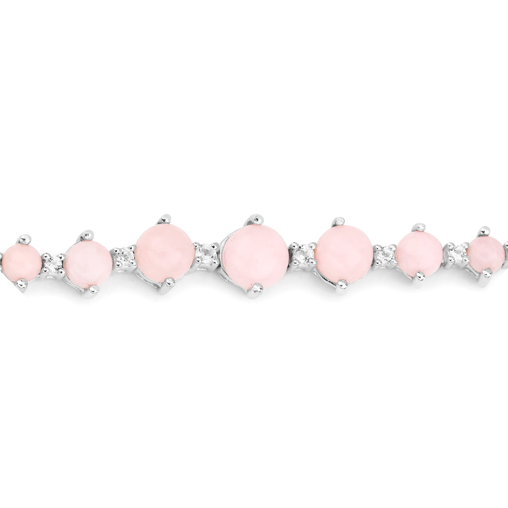 Pink Opal Bracelet With White Topaz 5.3 Carats Sterling Silver