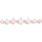 Pink Opal Bracelet With White Topaz 5.3 Carats Sterling Silver