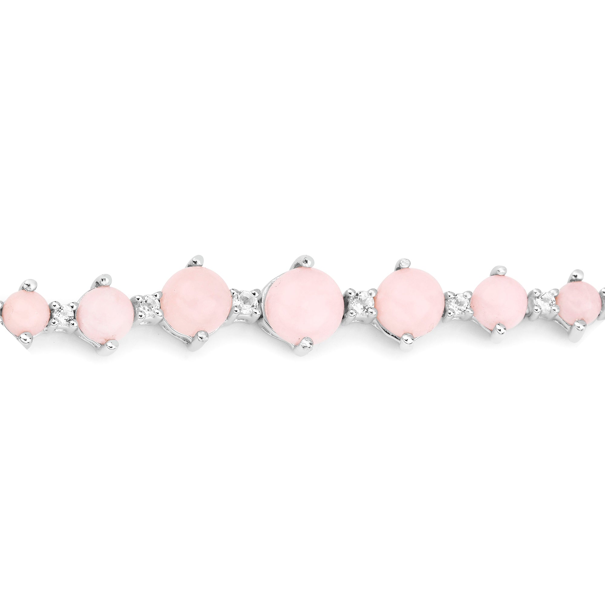 Pink Opal Bracelet With White Topaz 5.3 Carats Sterling Silver