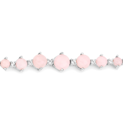 Pink Opal Bracelet With White Topaz 5.3 Carats Sterling Silver