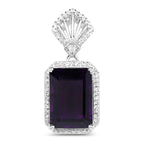 Amethyst Pendant With White Zircon 7.32 Carats Sterling Silver