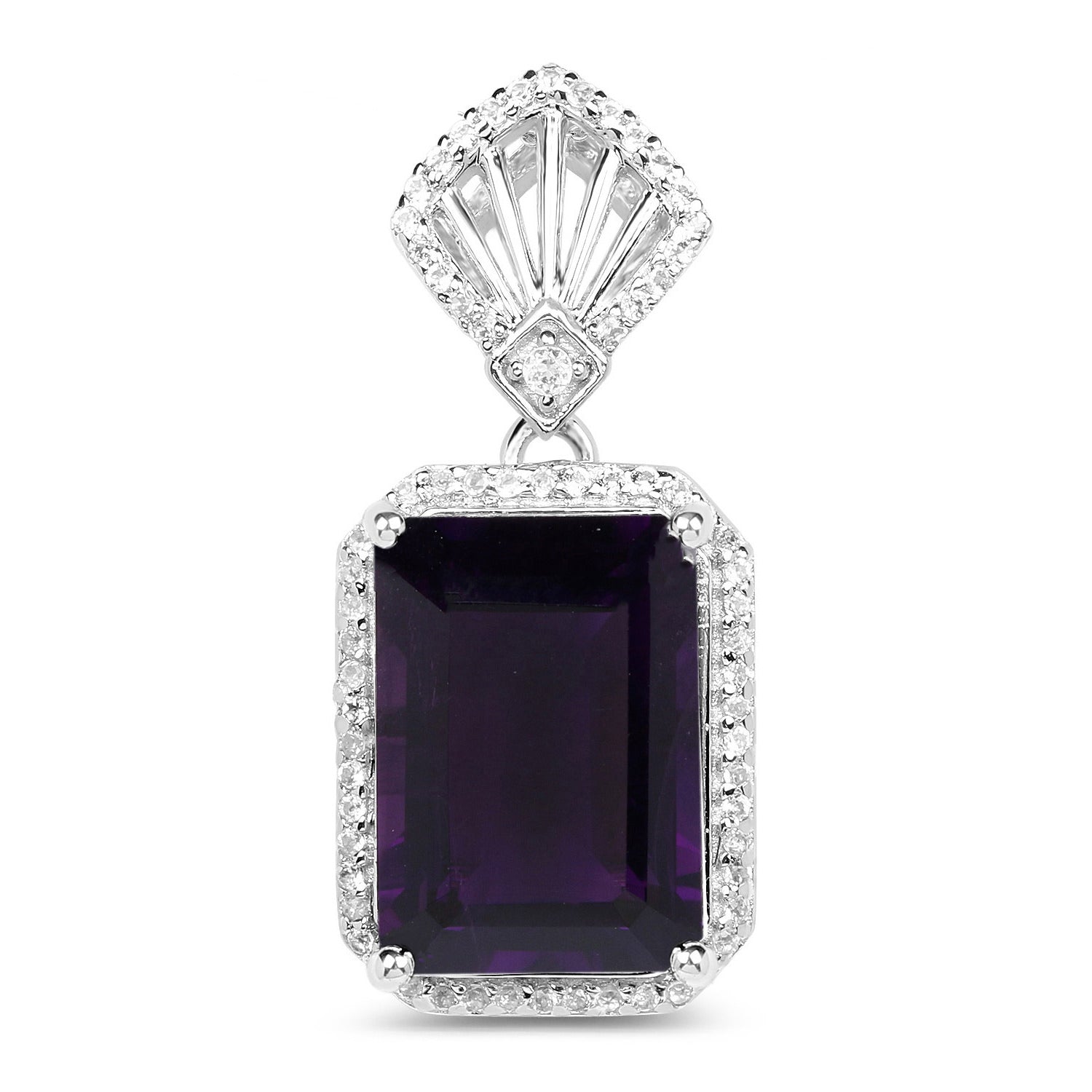 Amethyst Pendant With White Zircon 7.32 Carats Sterling Silver