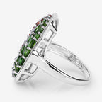 Tanzanite Ring With Chrome Diopside and Citrine 3.92 Carats Sterling Silver