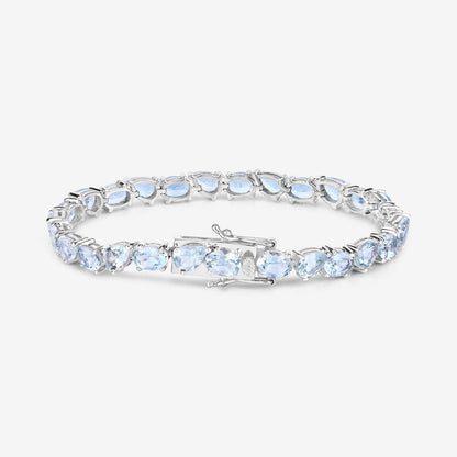 Aquamarine Tennis Bracelet 16.1 Carats Sterling Silver