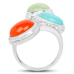 Natural Mixed Gemstones Ring 9.41 Carats Sterling Silver