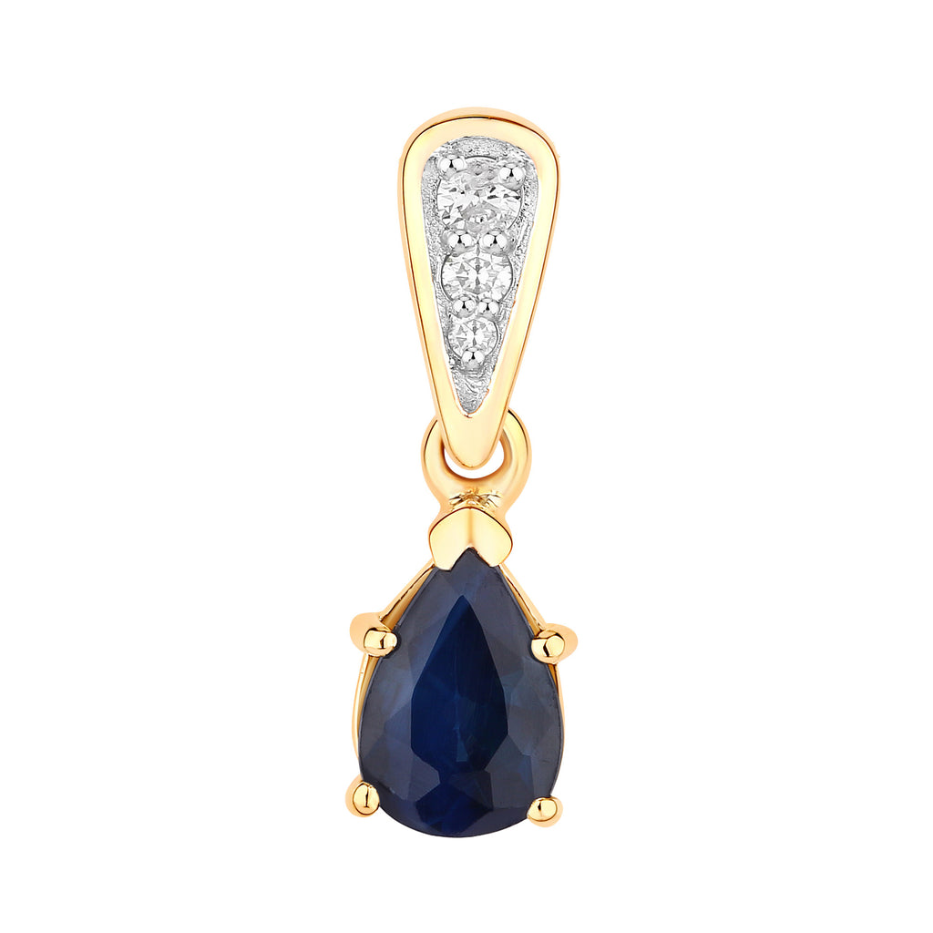Blue Sapphire Pendant With Diamonds 0.82 Carats 14K Yellow Gold