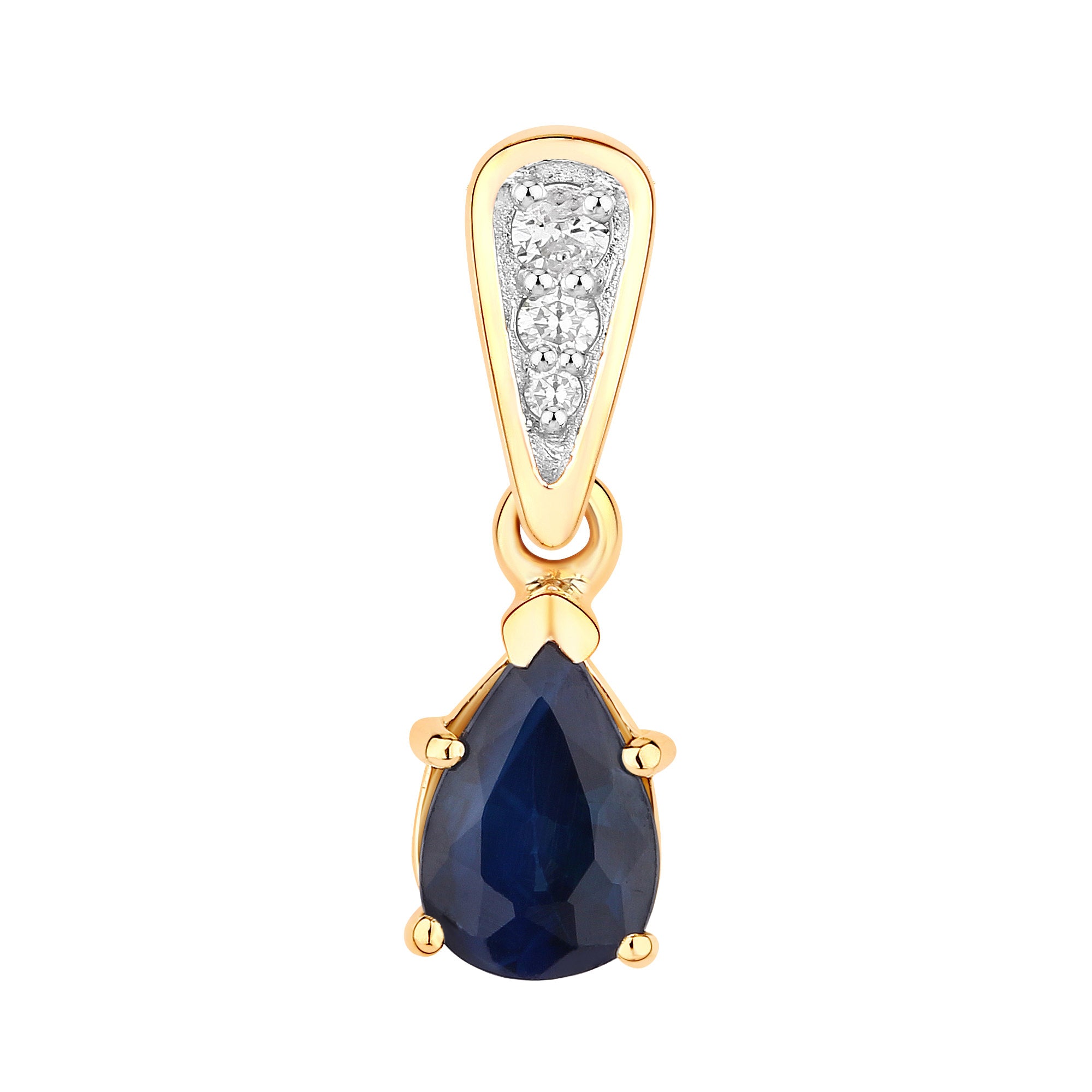 Blue Sapphire Pendant With Diamonds 0.82 Carats 14K Yellow Gold