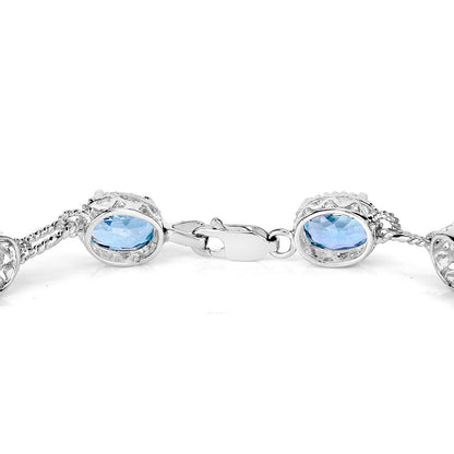 Blue Topaz Bracelet 20.7 Carats Sterling Silver