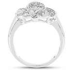 Diamond Flower Ring 0.26 Carats Sterling Silver