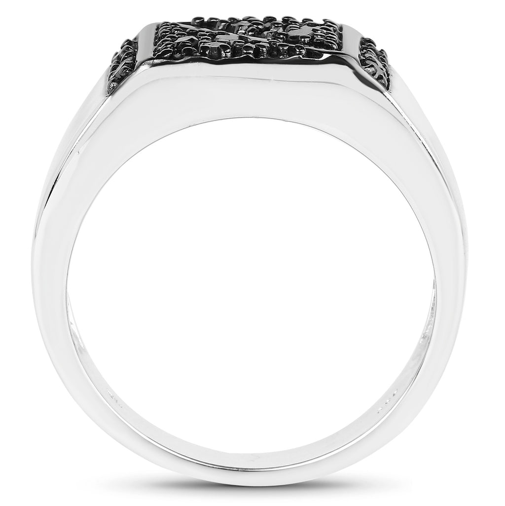 Black Diamond Ring 0.34 Carats Sterling Silver