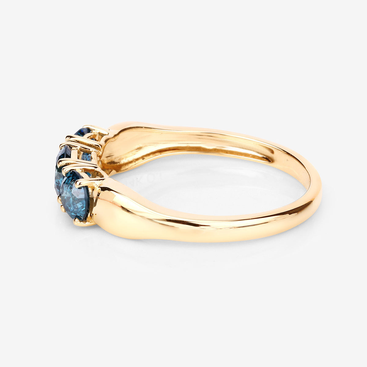 Blue Diamond Ring 1 Carats 14K Yellow Gold