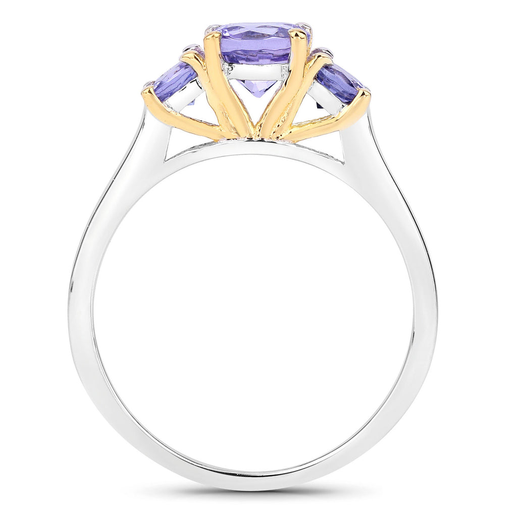 Tanzanite Ring 1.04 Carats Gold Plated Silver