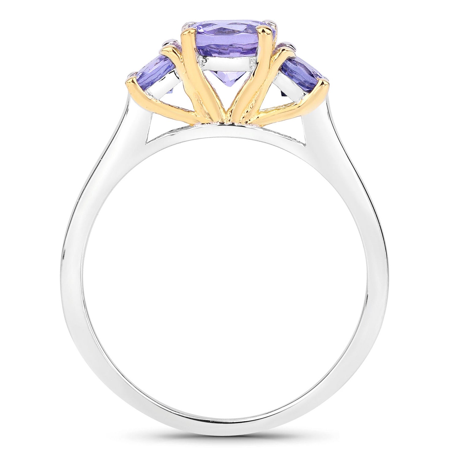 Tanzanite Ring 1.04 Carats Gold Plated Silver