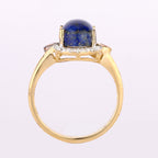 Lapis Ring With Pink Tourmaline 4.29 Carats Gold Plated Silver