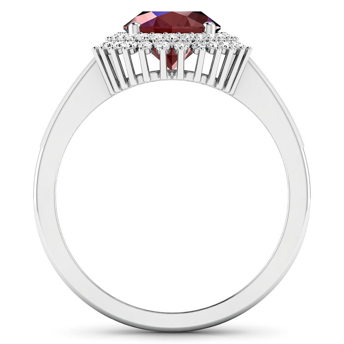 Ruby Ring With Diamonds 2.76 Carats 14K White Gold